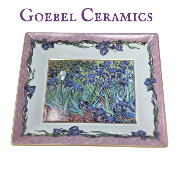 Vintage Goebel Ceramic Dish Featuring The Les Iris Painting By Vincent Van Gogh - Picture 1 of 14